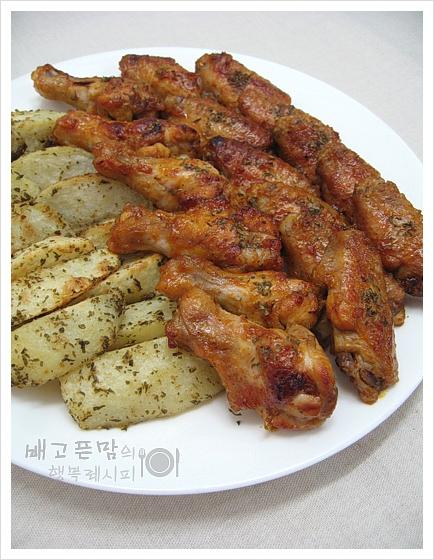 바베큐 치킨과 웨지감자